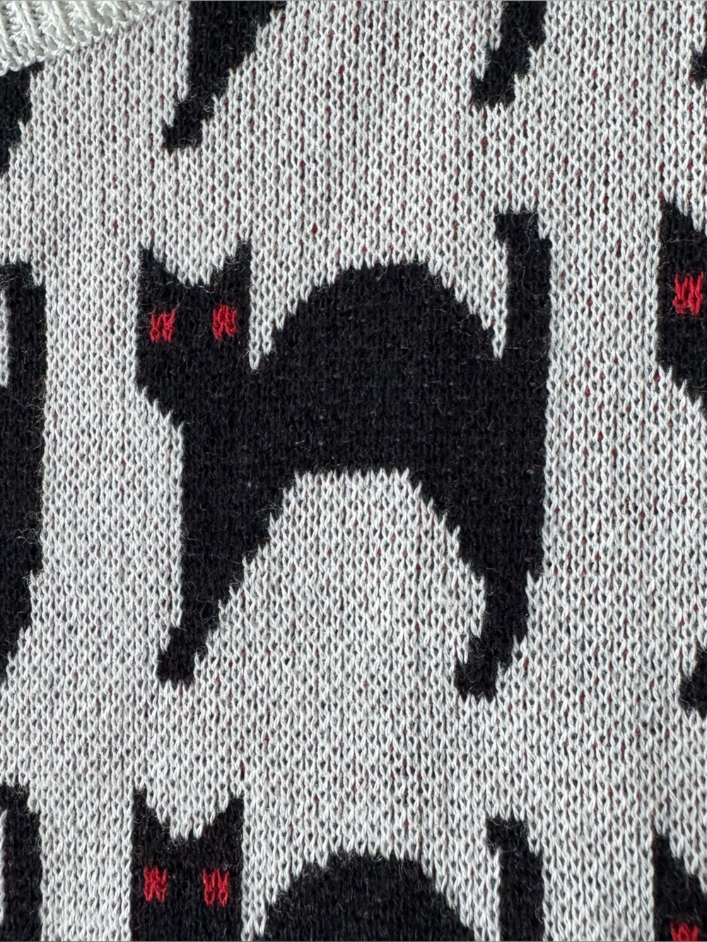 ModCloth Black Cat Print Sweater Top NWT Medium Cotton Modal Halloween Kawaii - Picture 8 of 10